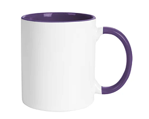 Canecas de Cerâmica Branca Para Sublimação Com Interior/Alça Roxa de 325ml