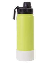Garrafa Térmica Para Sublimação de Inox Verde Fosca Com Base de Silicone Branca de 500ml