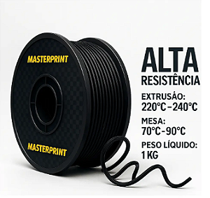 Filamento 3D PETG Preto 1.75mm 1kg Masterprint Impressora 3D