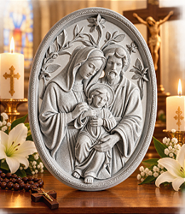 Sagrada Família Decorativa Quadro Religioso Luxo Com Suporte
