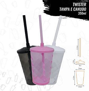 COPO MINI TWISTER TAMPA E CANUDO 350ml