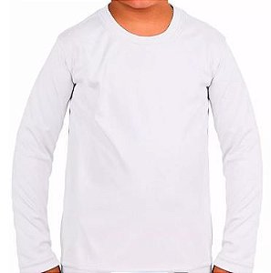 Camiseta Infantil Manga Longa com Proteção Solar UV (Poliester) - Aceita Sublimação - Branca