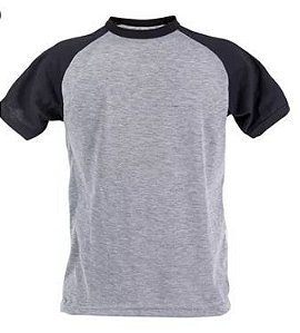 Camiseta 100%  Poliester Raglan Mescla Com Preto