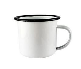 Caneca 12oz Esmaltada Branca Borda Preta