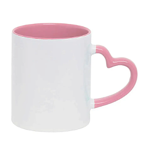 Caneca Love Branca para Sublimação com Alça e Interior Rosa - 1 Unidade