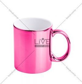 CANECA CROMADA ROSA 325ml - LIVESUB - 1 UNI