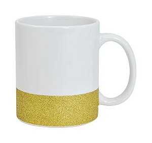 Caneca Para Sublimação De Ceramica Base Glitter Dourada Live-sub