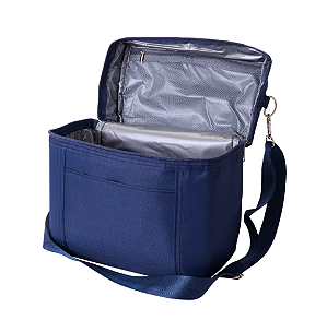 Bag Térmica Azul Com Alça Ajustavél E Bolso Frontal Preta de Poliéster 7,5l
