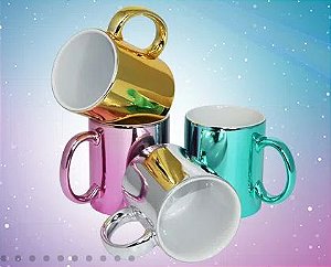 KIT 4 CANECA CROMADA P/SUBLIMAÇÃO