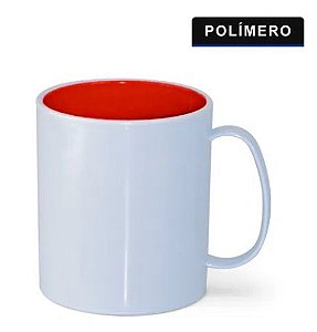 Caneca Polimero Branco Interno Vermelha