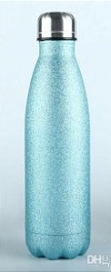 Garrafa Térmica para Sublimação Glitter Azul Tiffany com Parede Dupla - 500ml