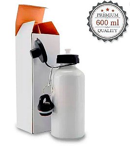 Squeeze de Alumínio Branco 2 Bicos para Sublimação + Caixinha - 600ml