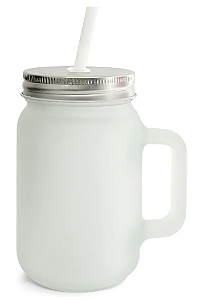 Caneca Mason Jar de Vidro Jateada - 475ml - Live