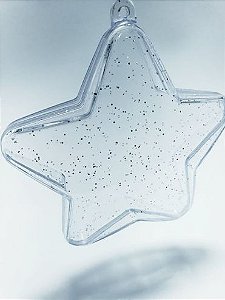 Estrela Acrilica de Natal com Glitter - personalizavel. 7,0 cm Pct 10un