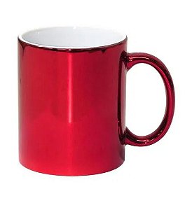 Caneca para Sublimação de Cerâmica Cromada Vermelha