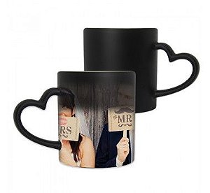 12 Caneca Mágica Love Preta Fosca para Sublimação