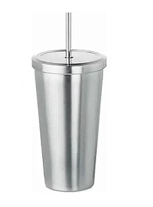 Copo Starbucks Aço Inox Prata para Sublimação 550ml C/ Canudo