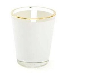 Copo de Tequila Curto em Vidro Cristal com Faixa Branca e Borda Dourada - 50ml