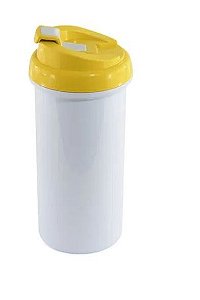 Squeeze de Plástico Branco para Sublimação com Tampa Amarelo - 475ml