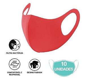 10 Máscara Facial Neoprene Adulto - Vermelha