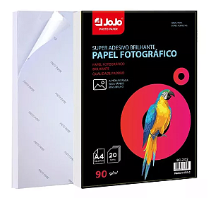 Papel Fotográfico Adesivo Glossy (Brilho) A4 90g - 20 Folhas - 1 Pacote