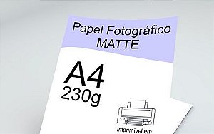 Papel Fotográfico Matte (Fosco) A4 230g - 20 Folhas - 1 Pacote