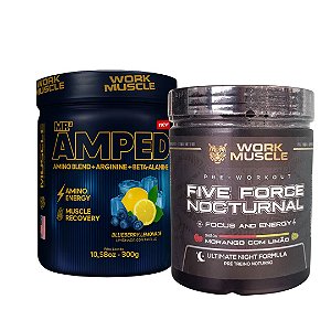 Kit Pré Treino Five Force Nocturnal + Blend de Aminoácidos