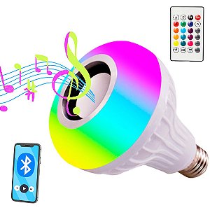 LÂMPADA RGB MUSICAL BLUETOOTH COM CONTROLE REMOTO