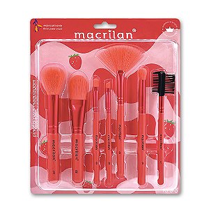 KIT DE PINCÉIS VERMELHO MORANGO (KP9-5) - 7 PINCÉIS - MACRILAN