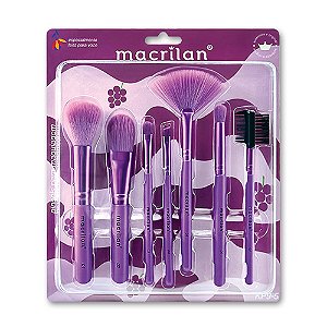KIT DE PINCÉIS LILÁS UVA (KP9-5) - 7 PINCÉIS - MACRILAN