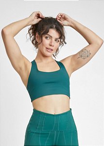 Top Com Bojo e Fecho Verde Esmeralda Upcycling