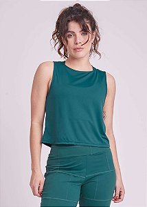 Regata Cropped Em Crepe Verde Esmeralda