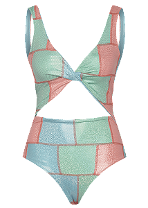 Body Barbarella com Brilho Verde e Coral Oricla Quadradros