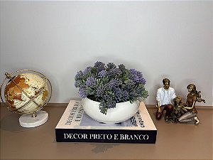 Arranjo de Lavandinha com Vaso Cerâmica Branco