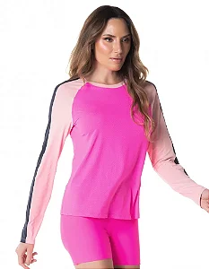 Blusa Manga Longa Dry Fit Flexy Pink Neon