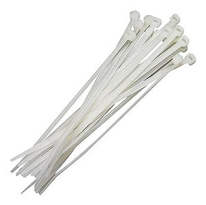 Abraçadeira de Nylon 200 x 2,5 mm Branca - Pacote 100 Unidades