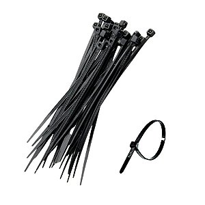 Abraçadeira de Nylon 100 x 2,5 mm Preta - Pacote 100 Unidades