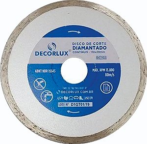 Disco de Corte Diamantado Contínuo 110 x 20 mm