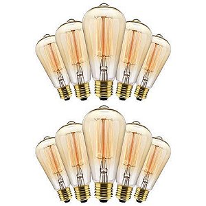 Lâmpada Filamento Led Retrô Vela ST64 Âmbar 2000K E27 40W 110V