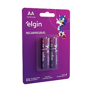 Pilha Recarregável AA 2500mAh Cartela com 2 Elgin
