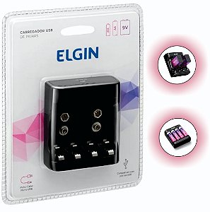 Carregador USB para Pilhas e Baterias com Cabo Micro USB Incluso Elgin