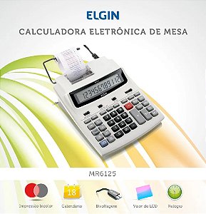 Calculadora Eletrônica de Mesa com Bobina MR6125 Elgin