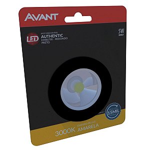 Spot Led Redondo 5W Branco Quente 3000k Bivolt Preto