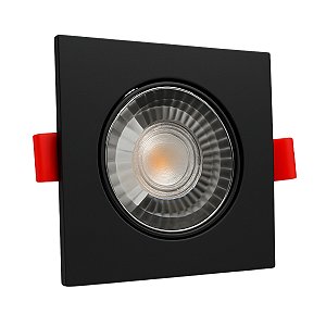 Spot Led Quadrado 5W Branco Quente 3000k Bivolt Preto