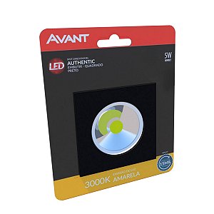 Spot Led Quadrado 5W Branco Quente 3000k Bivolt Preto