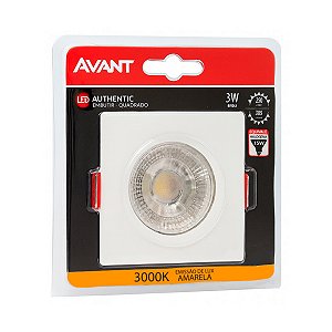 Spot Led Quadrado Branco Quente 3000K 3W Bivolt