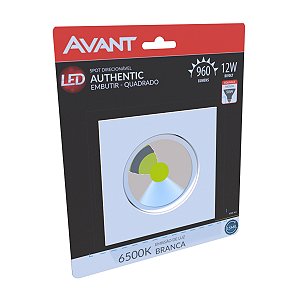 Spot Led Quadrado Branco Frio 6500K 12W Bivolt