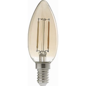 Lâmpada Filamento Led Retrô Vela Âmbar 2200K E14 2W 110V