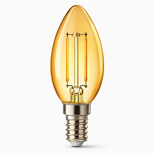 Lâmpada Filamento Led Retrô Vela Âmbar 2200K E14 2W 110V