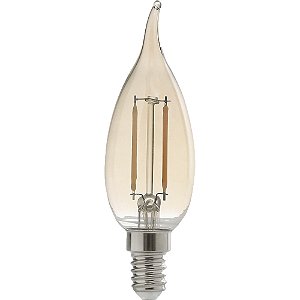 Lâmpada Filamento Led Retrô Vela Chama Âmbar 2200K E14 2W 110V